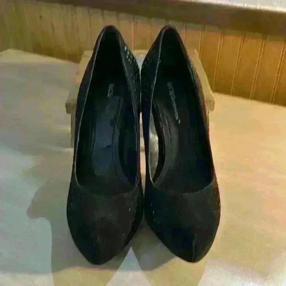 BCBGeneration Black Suede Embellished Heels